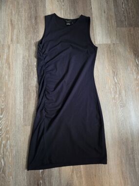 Club Monaco Sleeveless Ruched Midi Dress - Black